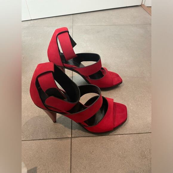 Balenciaga Heels - Size 7 US - Red Seude - balletcorp - Open Toe - Y2k - Sandals - Picture 1 of 10
